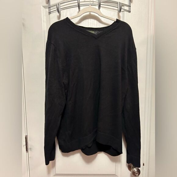 Eddie Bauer Men's Cotton Cashmere Sweater XL black v neck - Picture 1 of 11